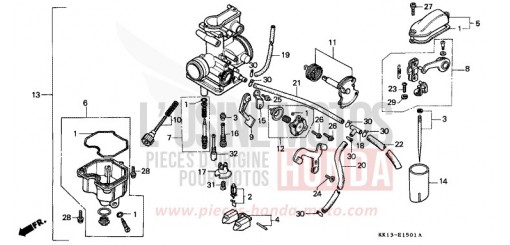 VERGASER (XR250RG/RH/RJ/RK/RL/RM) XR250RM de 1991
